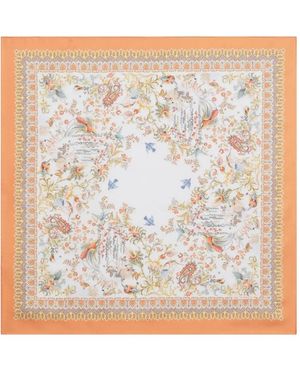 Etro Flora-Fauna Motif Silk Scarf - White