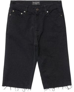 Balenciaga Raw-Hem Denim Shorts - Black