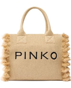 Pinko Medium Beach Shopping Tote - Natural