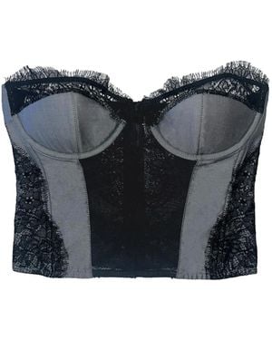 Fleur du Mal Poplin Plunge Bustier - Black