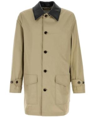 Burberry Meadowbank Contrast-Collar Overcoat - Natural