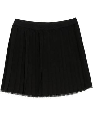 Twinset Falda Corta Con Ribete De Encaje - Negro
