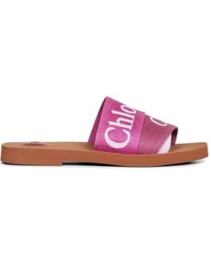 Chloé Logo-Print Sandals - Pink