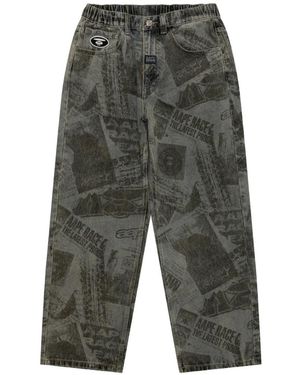 Aape By A Bathing Ape Logo-Patch Printed Trousers - Grey