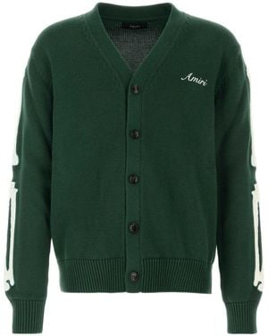 Amiri Bone-Embroidered Cardigan - Green