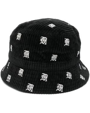 R13 All-Over Embroidered-Logo Bucket Hat - Black