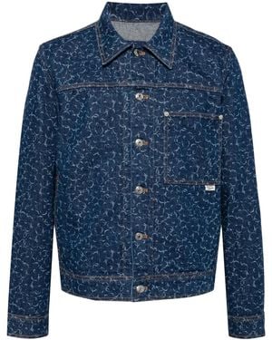 Maison Kitsuné Laser Cut-Detail Denim Jacket - Blue
