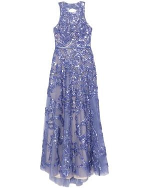 Saiid Kobeisy Embroidered Tulle Long Dress - Purple