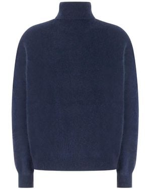 Vanisé Roll-Neck Brushed-Knit Sweater - Blue