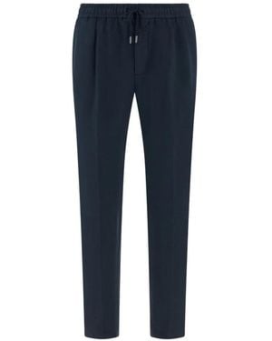 BOGGI Drawstring Linen Trousers - Blue