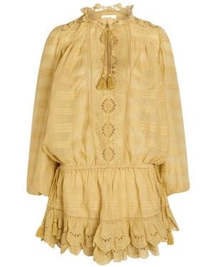 Isabel Marant Preya Embroidered Cotton Mini Dress - Yellow