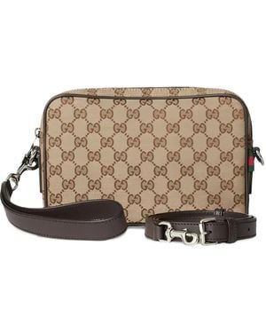 Gucci Small Gg Monogram Shoulder Bag - Brown