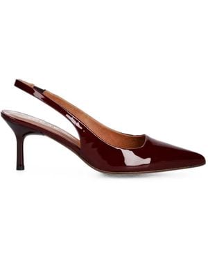 JONAK PARIS Diamantine Patent-Finish Leather Slingback Pumps - Brown