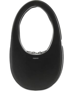 Coperni Mini Swipe Oval-Frame Leather Tote Bag - Black