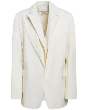 Sportmax Peak-Lapel Flap-Pocket Blazer - White