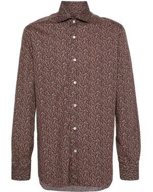 Barba Napoli Floral-Print Shirt - Brown