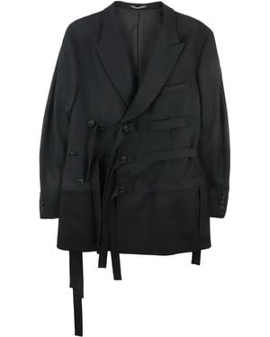 Yohji Yamamoto Worsted Tasmania Sakko Mit Gürtel - Schwarz