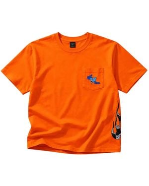 ANTI PROMO Matty Boy Flame-Print T-Shirt - Orange