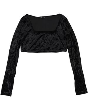 CALLIPYGIAN Crushed Velvet Crop Top - Black