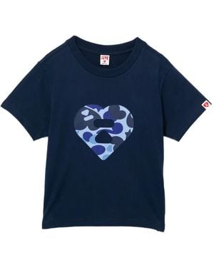 AAPE BY A BATHING AP Heart-Printed T-Shirt - Blue