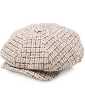 Eleventy Check-Pattern Baker-Boy Cap - Natural