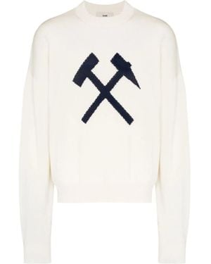 GmbH Intarsien-Pullover Mit Rundhalsausschnitt - Weiß