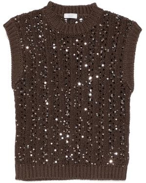Peserico Sequin-Embellished Vest - Brown