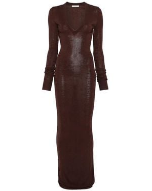 Entire studios V-Neck Long-Sleeve Dress - Brown