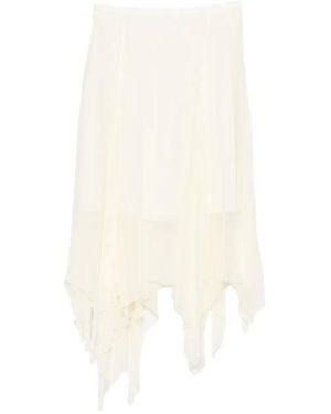 ELEH Handkerchief-Hem Ruffled Skirt - White