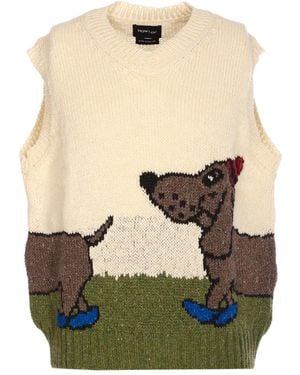 Howlin' Top Met Borduurwerk En V-Hals - Naturel