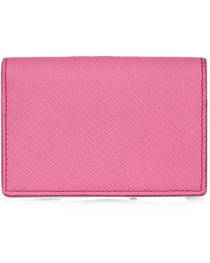 Smythson Panama Cross-Grain Leather Card Holder - Pink