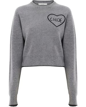 Chloé Trui Met Hartapplicatie - Grijs