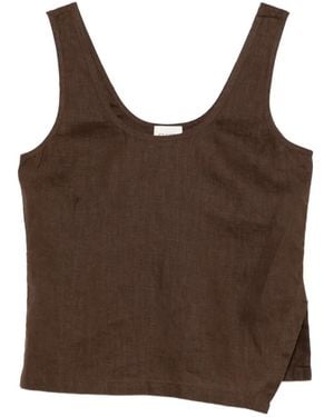 Closed Split Tank Top - Brown