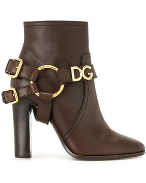 Dolce & Gabbana Dg Buckled Ankle Booties - Brown