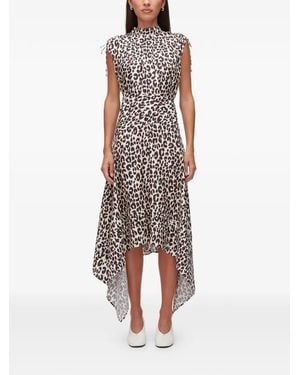 3.1 Phillip Lim Leopard-Print Ruched Silk Dress - Natural