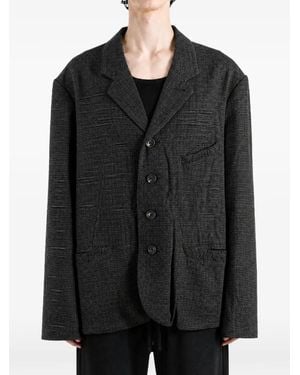 Ziggy Chen Check-Pattern Notched-Lapel Jacket - Black