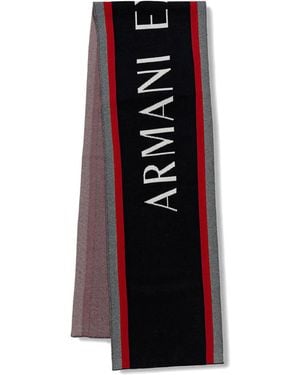 ARMANI EXCHANGE Stripe-Detail Scarf - Black