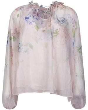 GIOVANNI PARIS Floral-Print Ruffled Blouse - Pink