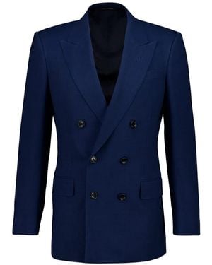 Tom Ford Double-Breasted Wool Blazer - Blue