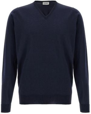 John Smedley V-Neck Sweater - Blue