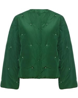 Sleeper Faux Pearl-Embellished Bomber Jacket - Green