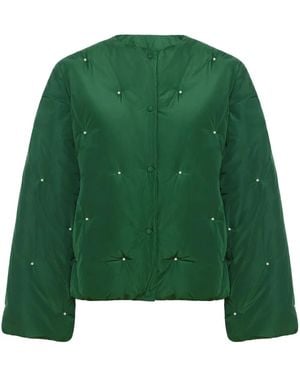 Sleeper Faux Pearl-Embellished Bomber Jacket - Green