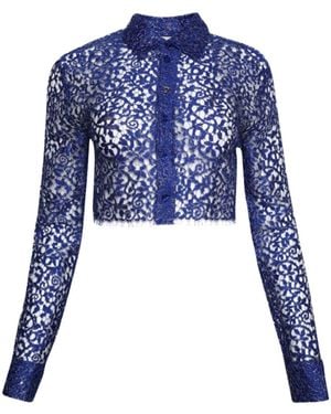 Coperni Perforated Cropped Shirt - Blue