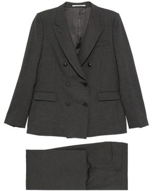 Tagliatore Double-Breasted Peak-Lapels Suit - Black