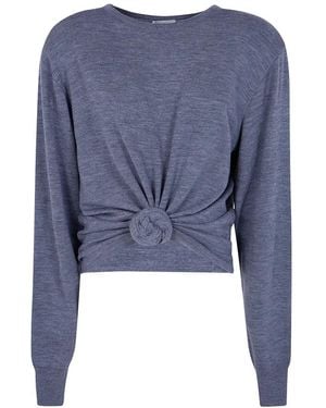 Magda Butrym Jersey Con Detalle De Nudo Y Cuello Redondo - Azul