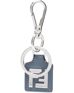 Fendi Porte-Clés Ff Squared En Cuir - Bleu