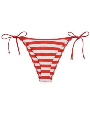 Tommy Hilfiger Striped Side-Tie Bikini Bottoms - Red
