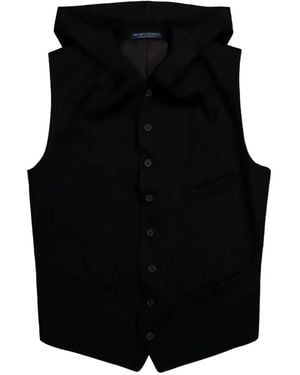 Yohji Yamamoto Hooded Button Waistcoat - Black