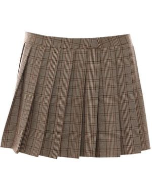Aniye By Cleo Pleated Prince Of Wales Mini Skirt - Brown