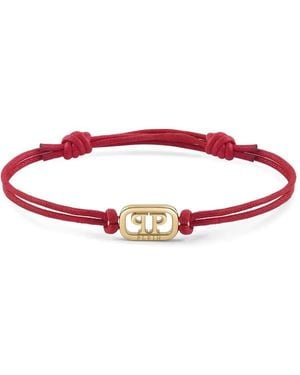 Philipp Plein Lettering Friendship Knot-Details Bracelet - Red